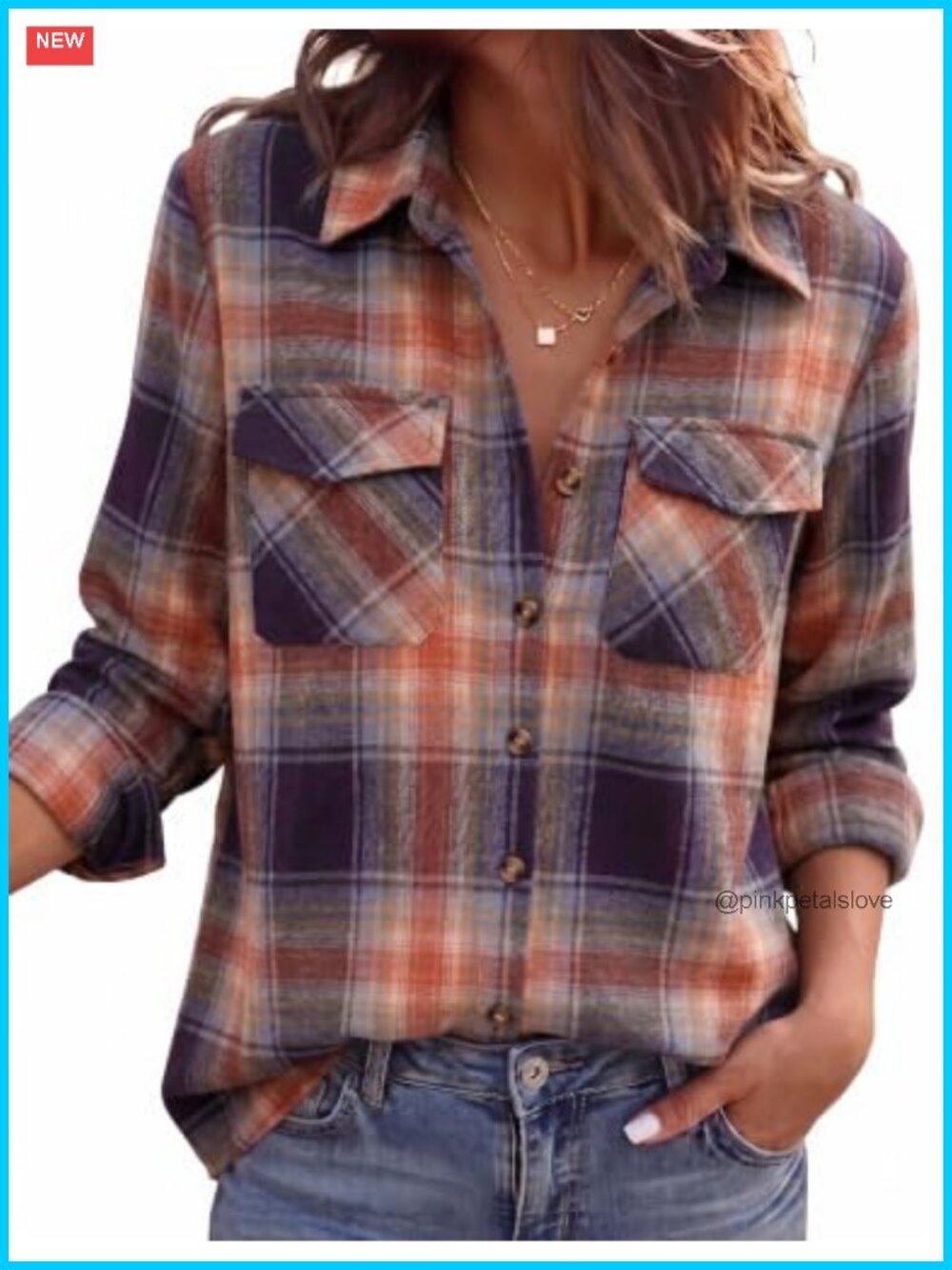 Zeagoo Womens Button Down Flannel Shirt Plaid Lightweight Top with Pockets